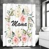 Mother's Day Floral Greeting Card Shower Curtain, Bathroom Decorative Shower Curtain, Waterproof Shower Curtain with Hooks