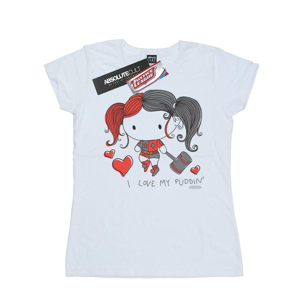 DC Comics Womens/Ladies Justice League I Love My Puddin´ Cotton T-Shirt