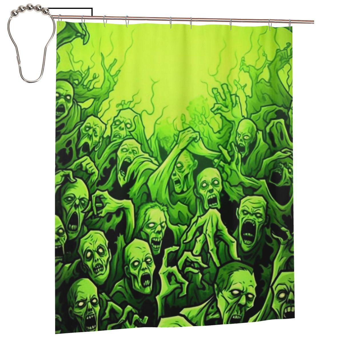 

Ghost Skull Print Luminous Horror Night Halloween Shower Curtain Bathroom Polyester Waterproof Bath Curtains With Hooks W60H190(CM)-1 Pcs