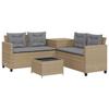 VidaXL Garden Sofa with Table and L-shaped Cushions Beige, Outdoor Sofa, L-shaped Outdoor Sofa, 369030