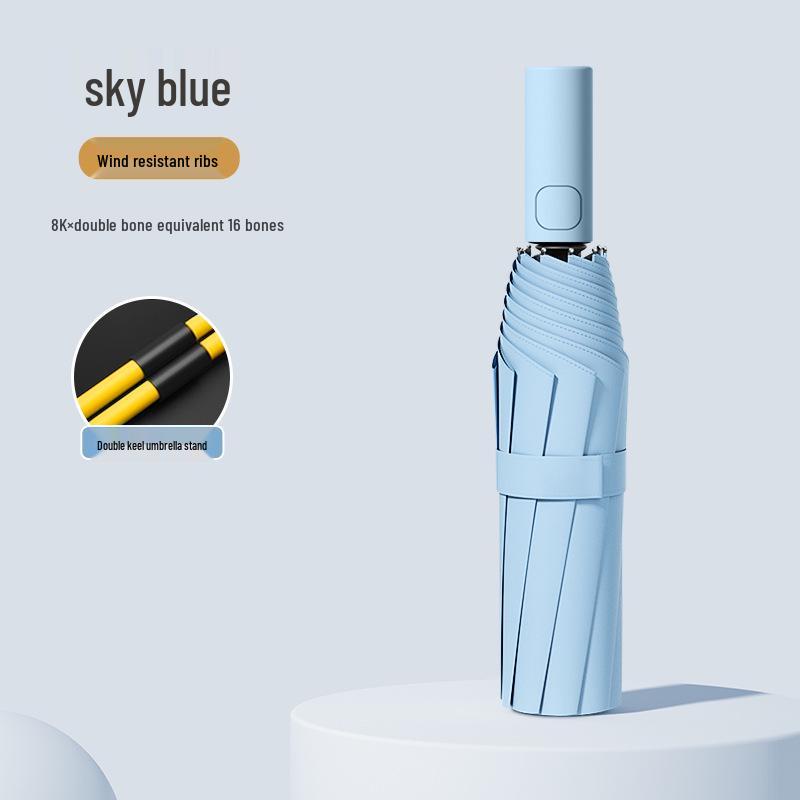 24-Bone Automatic Windproof Folding Umbrella for Men, Rain or Shine, with UV Sun Protection