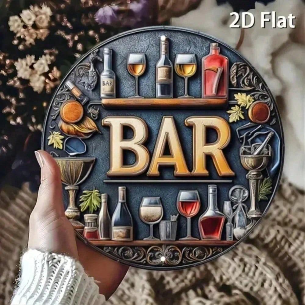 Vintage Round Tin Sign 8x12 Inch Retro Metal Wall Art Home Bar Rustic Aluminum Decor Kitchen Cafe