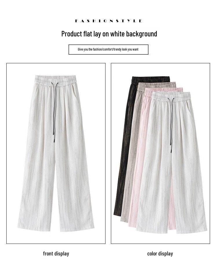 Women's Summer Ice Silk Ink Painting Wide-Leg High-Waisted Floor-Length Pants