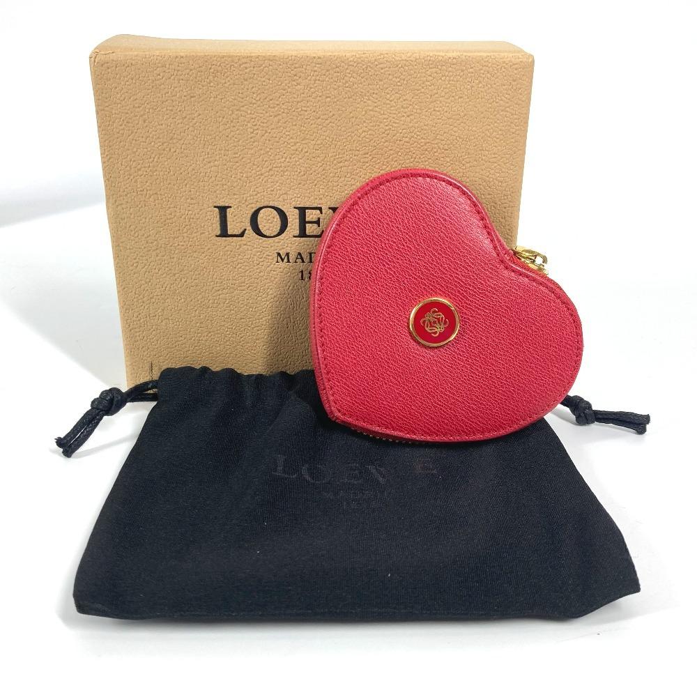LOEWE Anagram logo heart Wallet Coin Compartment coin purse Leather Red