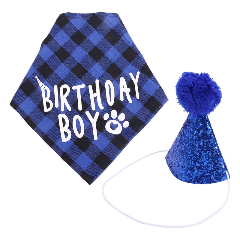 

2025 Trend Dog Birthday Party Supplies,Pet Birthday Hat And Boy Doggy Birthday Bandana Set синий