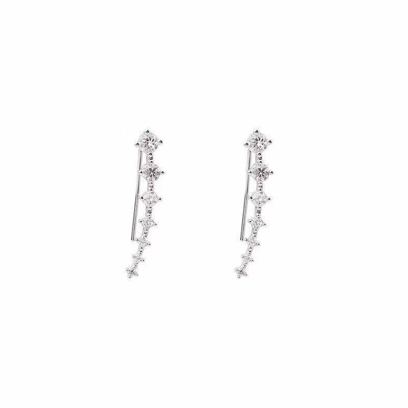 Light Luxury Elegant Temperament Earrings Zircon Earrings One Size серебряный