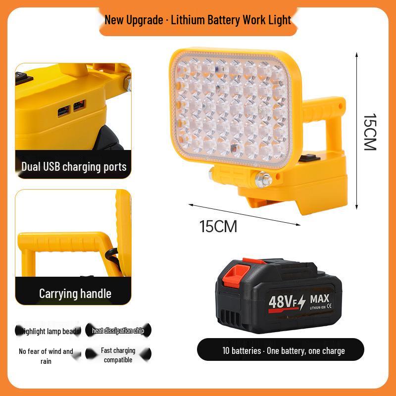 Portable Emergency Lithium Battery Floodlight for Camping, Construction, and Car Repairs