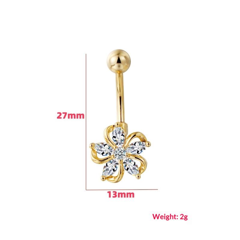 Stainless Steel Belly Button Ring Dangle Navel Ring Belly Piercing External Thread Cubic Zirconias Navel Ring Piercing