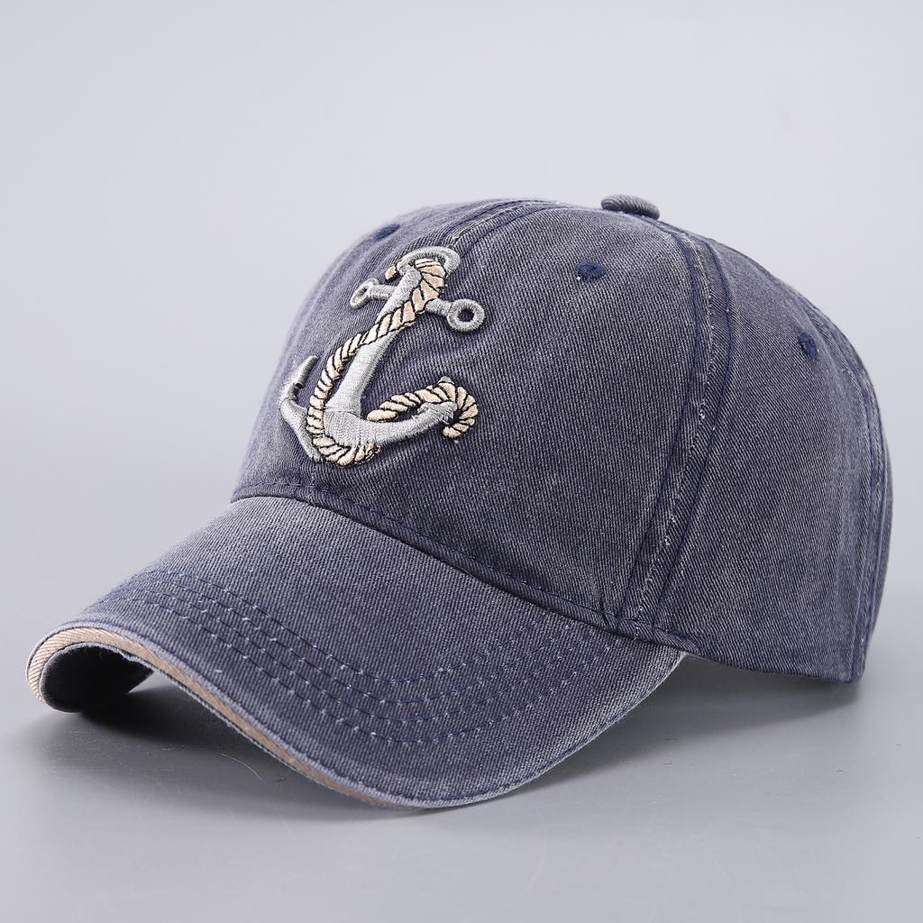 Unisex Pirate Hook Embroidery Washed Baseball Caps Adjustable Casual Hats Spring and Autumn Outdoor Sunscreen Hat