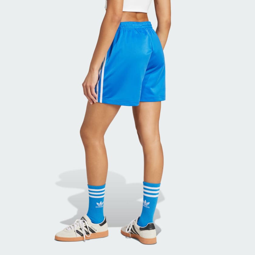 Adidas Originals Striped Logo Loose Fit Mid Waist Casual Shorts Women Shorts Blue JD0817