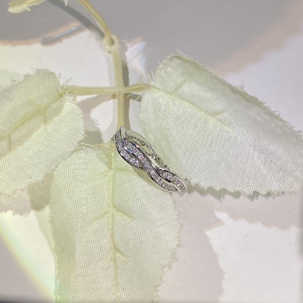 Anello Europeo e Americano Popolare con Incastonatura Micro a Pavé Placcato Oro Rosa per Anello di Diamanti di Alta Gamma da Donna Anello di Diamanti a Doppia Fila