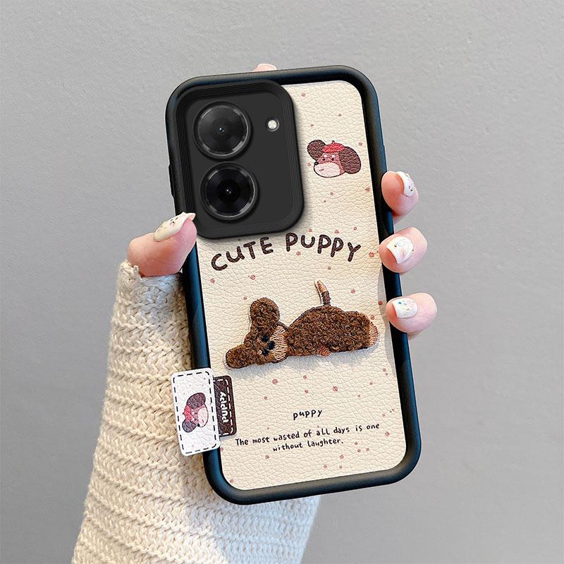 KEYSION Cartoon Cute Plush Embroidery Case for Xiaomi POCO C71 with Lanyard Soft Silicone Shockproof Phone Cover for Redmi A5 4G