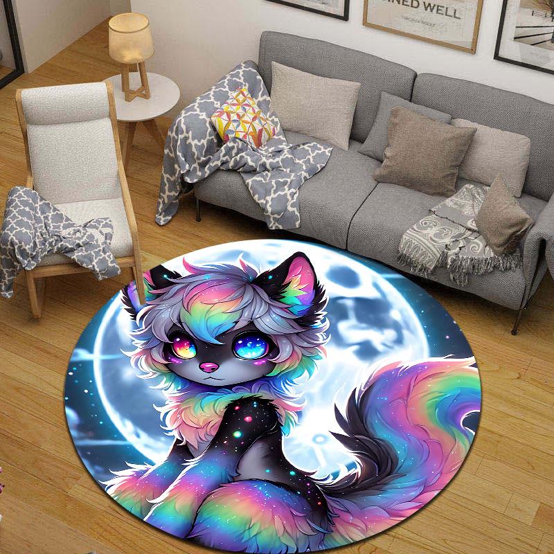 Goldfish Swimming Circular Rug, Orange Aquarium