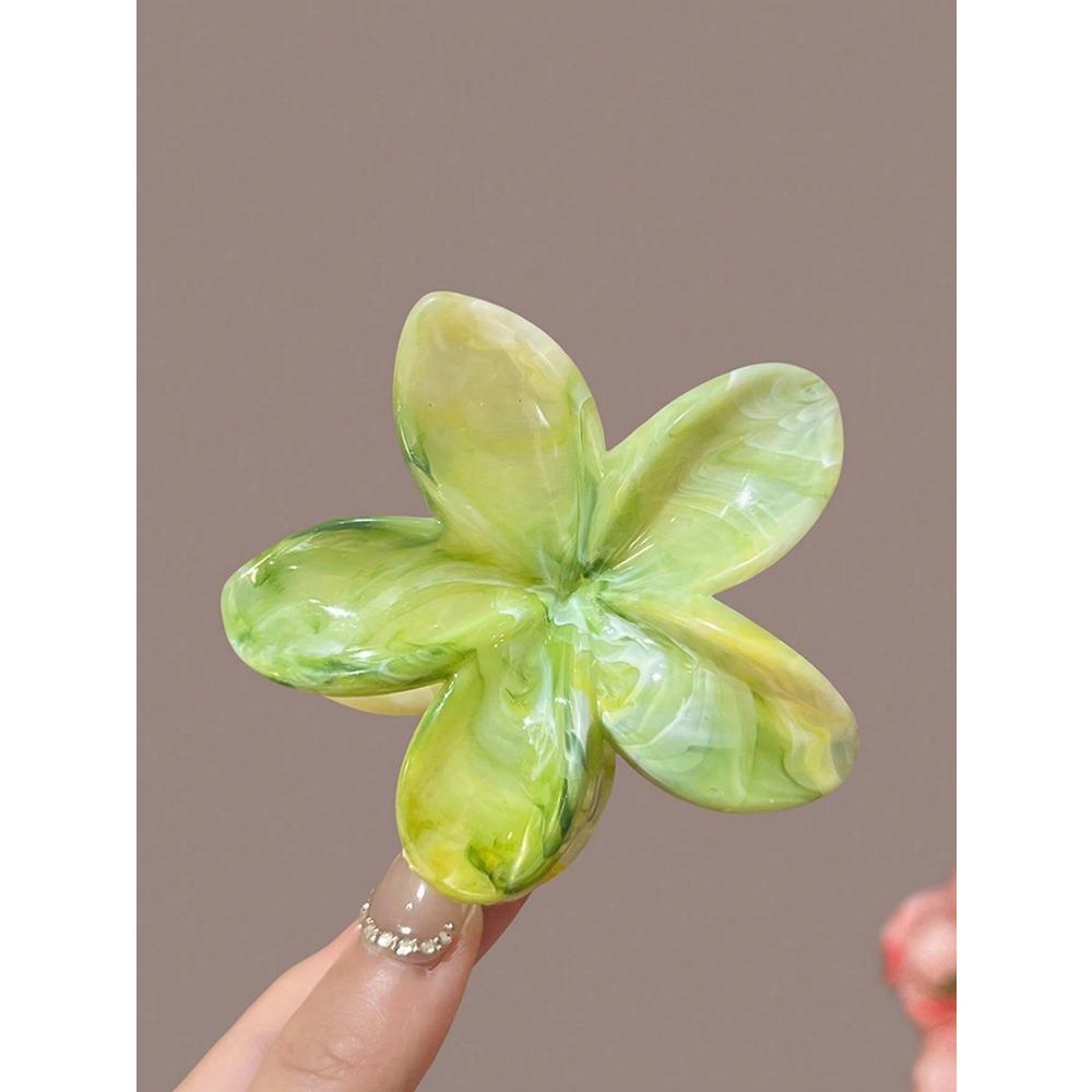5pcs Women's Ombre Flower Hair Clips 8cm Plastic Hairpins, Elegant Bun Ponytail Accessories for Daily Party Vacation, Cute Hair Clamps