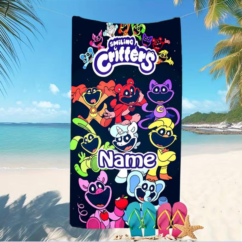 Customizable Personalized Beach Towels Smiling Critters Themed designs.Suitable for the Beach, Yoga, Sports;ideal As Beach Accessories