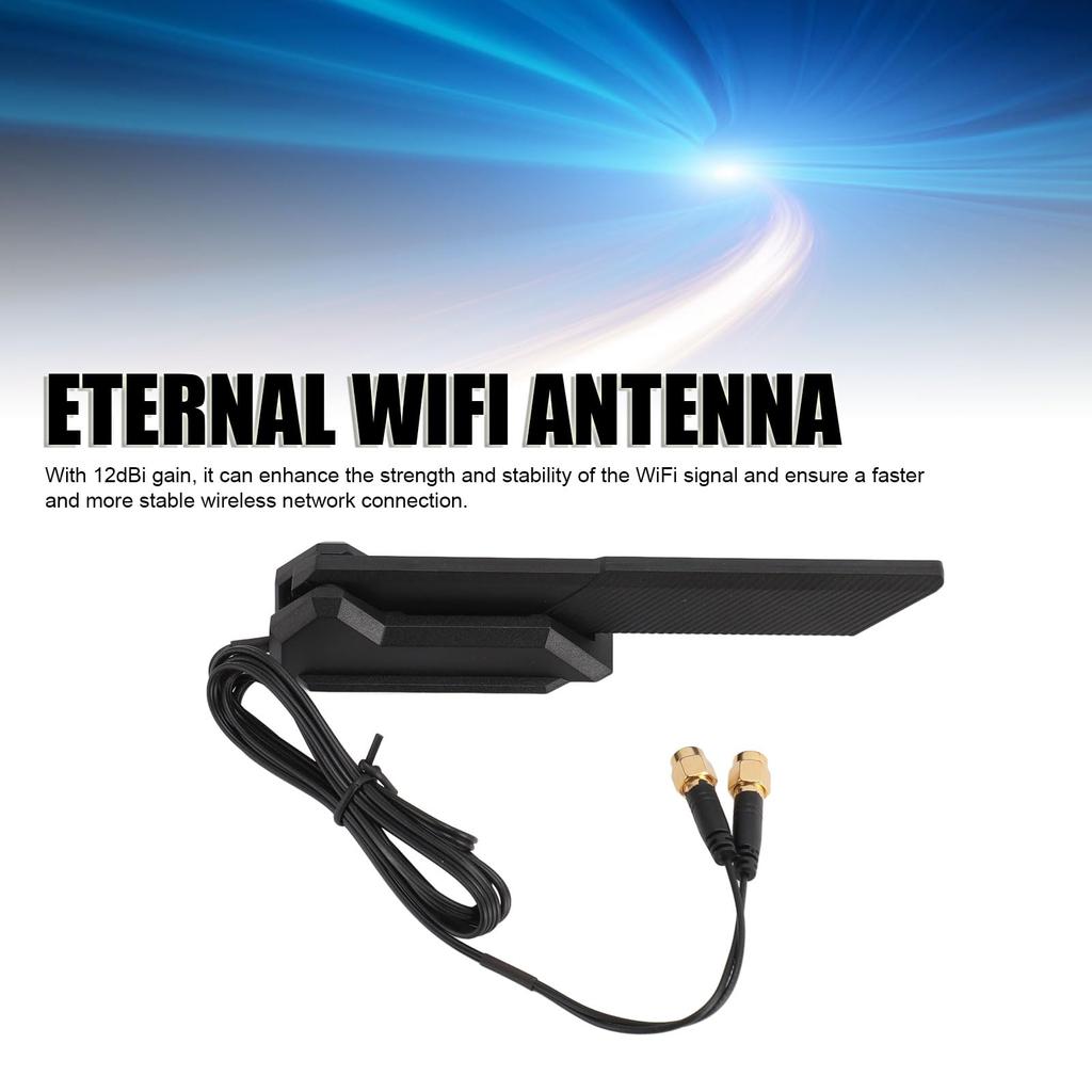 WiFi 6E Tri-Band Antenna, 2.4G, 5.8G, 6G Gaming WiFi Antenna with SMA Connector, 12dBi High Gain, for PC Desktop Computers