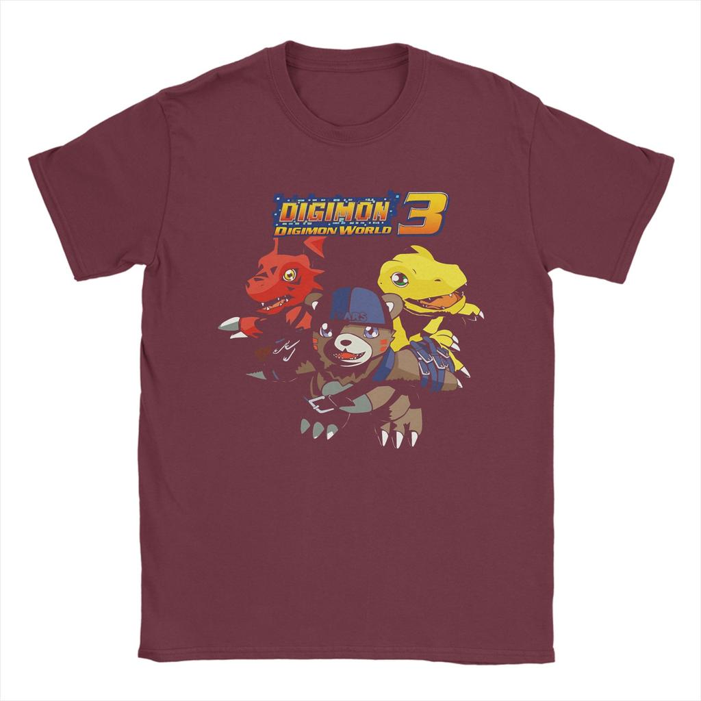 Digimon World T-Shirt Herren Baumwolle Oberteile Retro Rundhalsausschnitt Kurzarm
