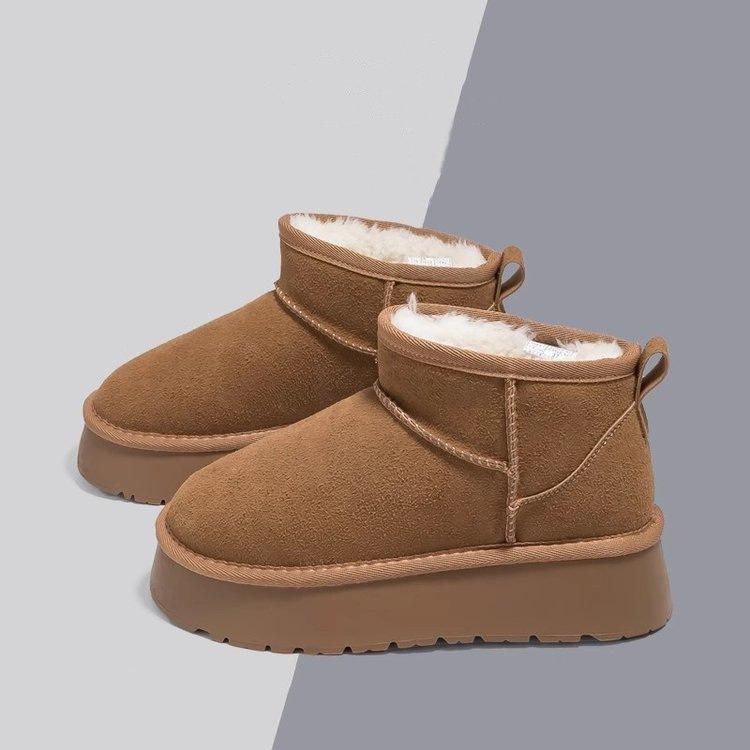 Autumn and winter heightening thick-soled snow boots new thickened velvet shoes non-slip warm short boots cotton shoes