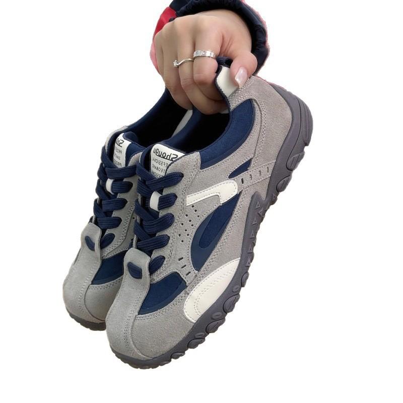 Retro Outdoor Anti-velvet Leather Burgundy German Training Shoes Women's 2025 New Versatile Casual Sports Hiking Shoes Forrest Gump Board Shoes