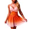 Women’s Sleeveless Gradient Print Dress with V Neck Spaghetti Straps and Flared A Line Skirt for Casual or Holiday Wear