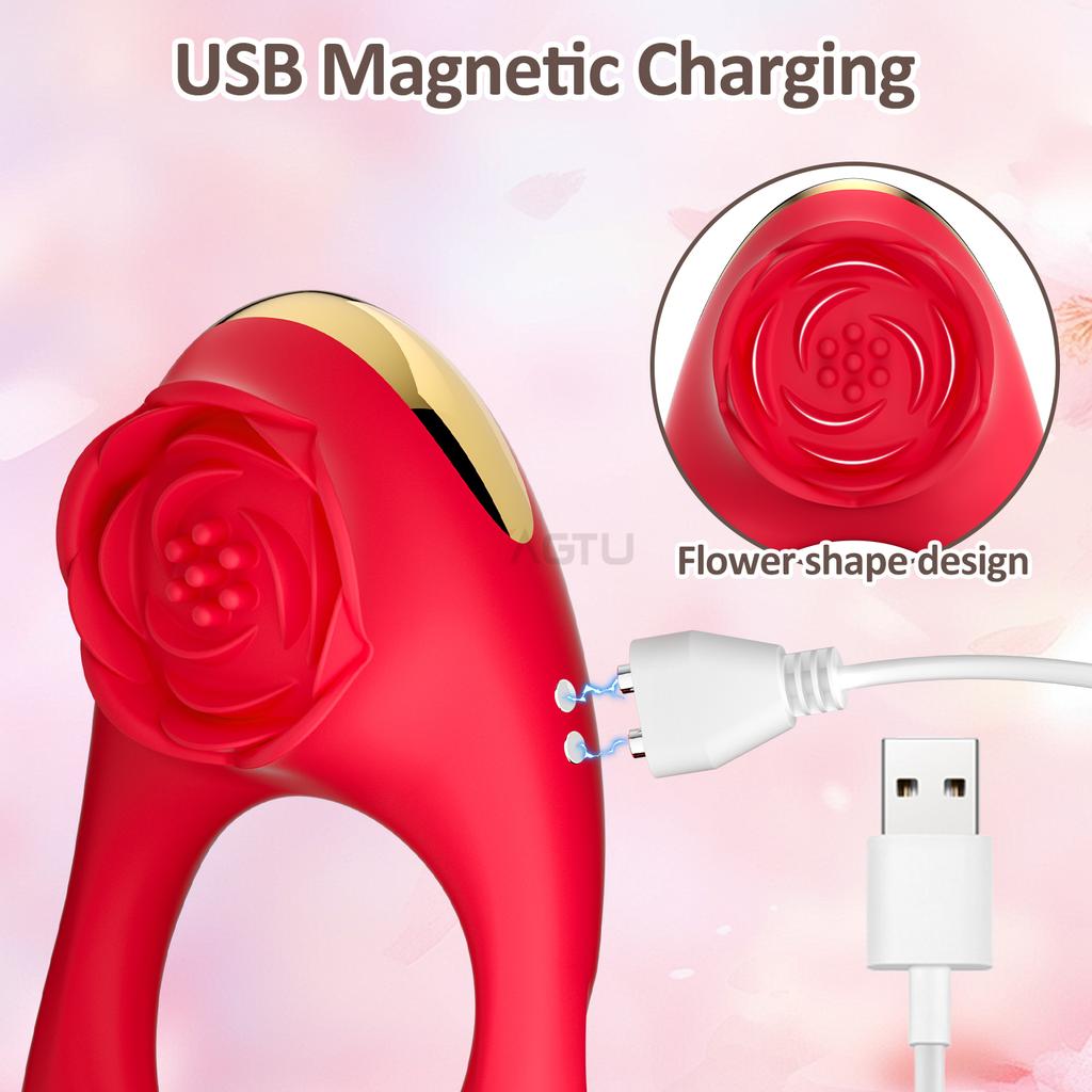 Remote Control Penis Cock Ring Vibrator for Men Delay Ejaculation Stimulator  Dick Enlarger Ring Rose Sex Toy for Men Couples
