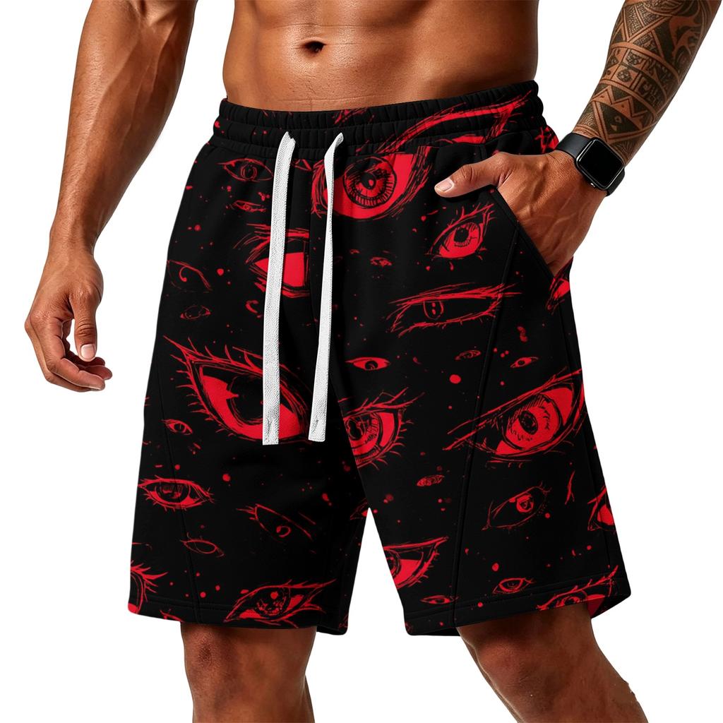 Men Loose Fit Halloween Themed Shorts with Pockets Drawstring Waist Athletic Casual Shorts for Sports and Wear