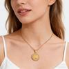 Dainty Vintage Gold Plated Virgin Mary Prayer Necklace for Women, Stainless Steel Zircon Round Pendant, Luxury Religious Jewelry