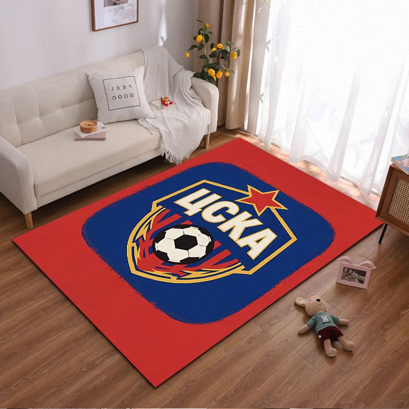 Red and Blue Soccer Emblem Carpet suitable as a non-slip mat for the living room or bedroom sofa