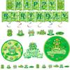 Set Decorazioni Festa di Compleanno Rana Verde Cartone Animato: Striscione, Decorazione per Torta e Palloncini per Bambini