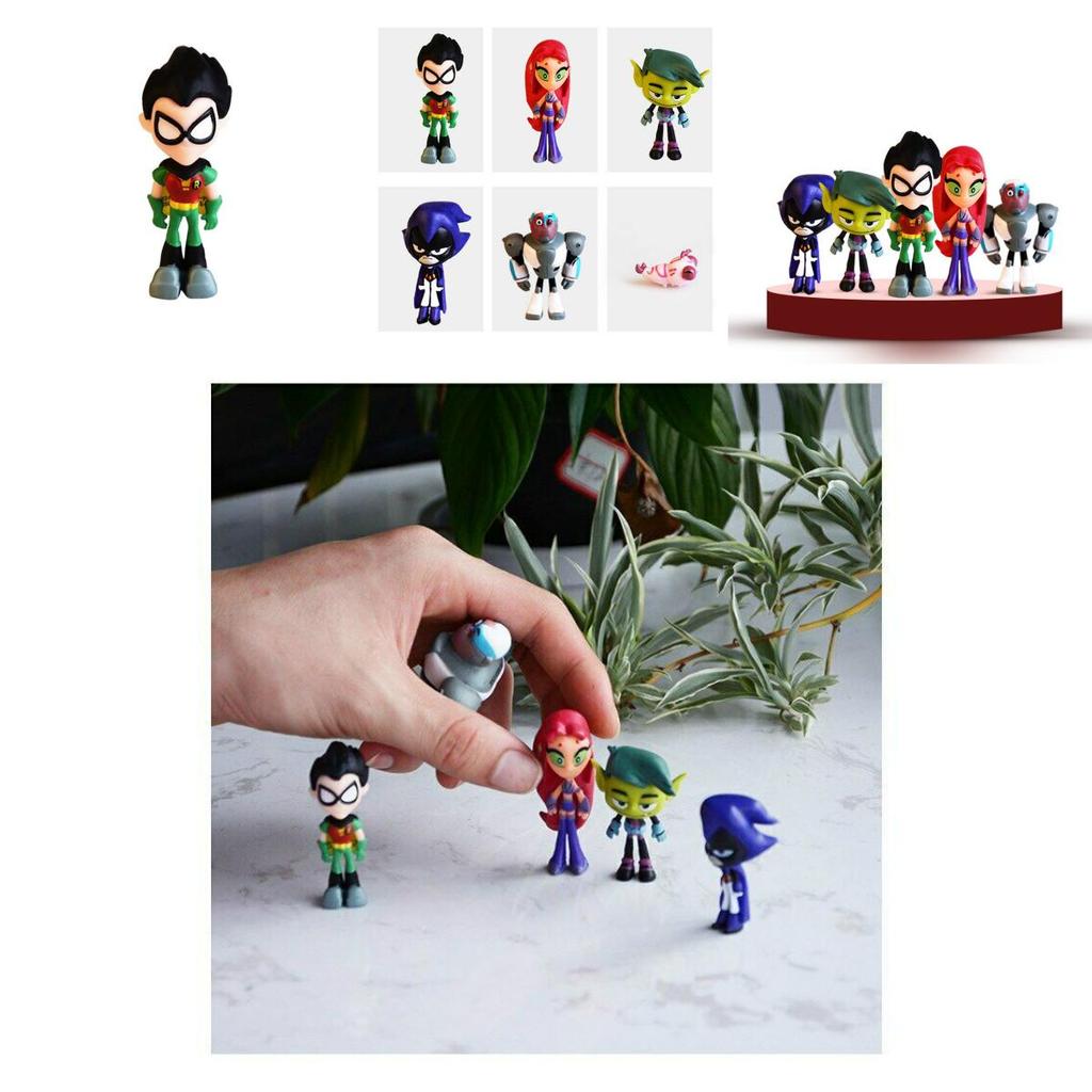Vibrant Teen Titans Go Figure Set Featuring Robin Raven Beast Boy Starfire Collectibles