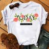 Fashion Women T Shirt Flower Printed T Shirt Casual Black Tops 90s Ladies Girl Tee Shirt Female Harajuku Graphic T -Shirt