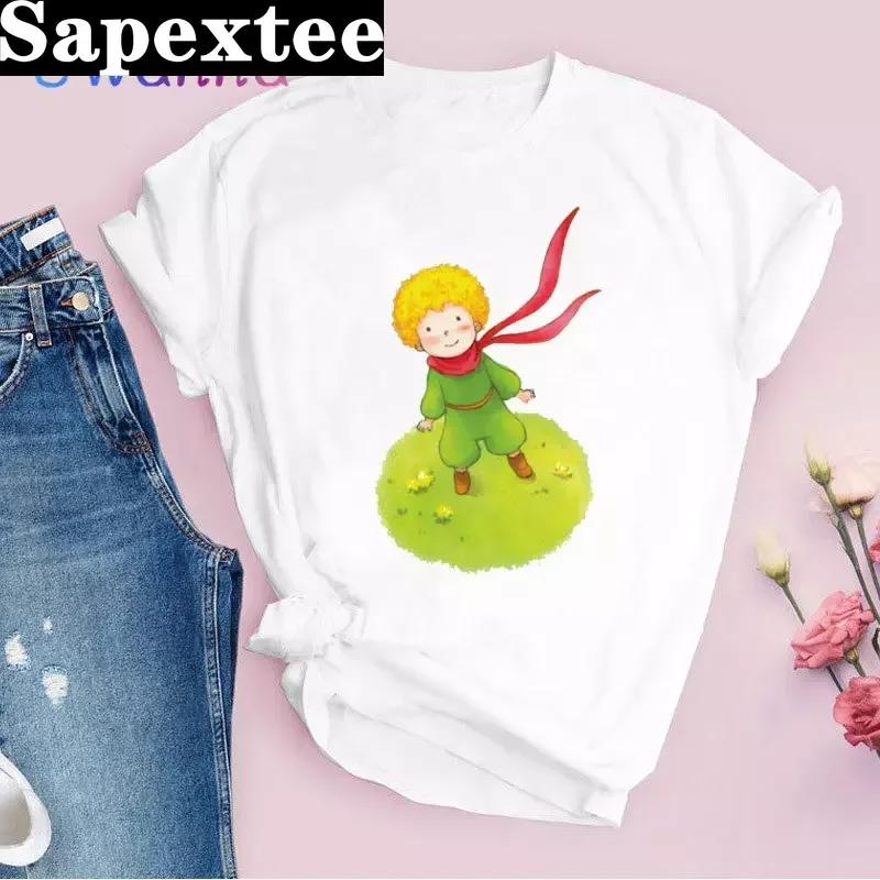 Kawaii Arrival Little Prince Printed Unisex T Shirt Cartoon Short Sleeve Tshirt Female Harajuku Ladies Tshirts Pro Choice Y2k Top