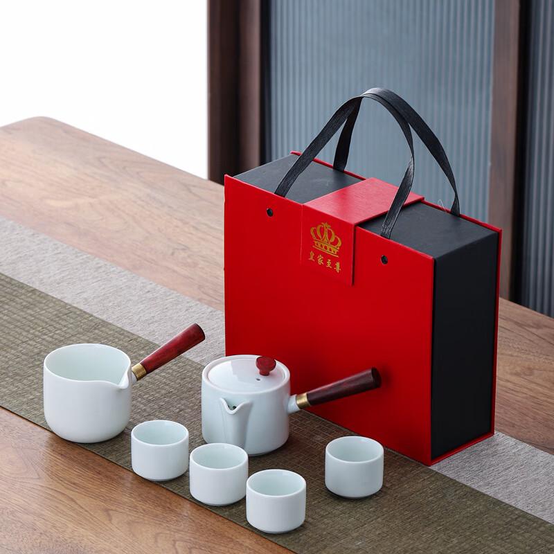 Dehua White Porcelain Side Handle Teaware Gift Set