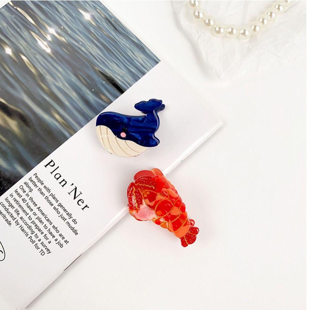Cartoon Ocean Series Hairpin Whale Barrette Lobster Small Hair Claw Clip  Girls