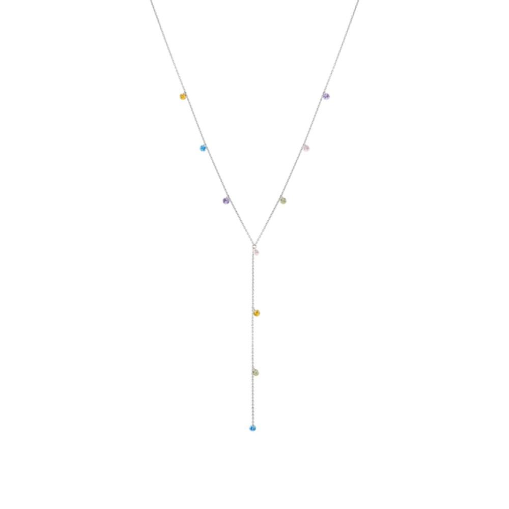 [Silver925]Brilliant Pastel Mix Y Line Necklace_Nz1150