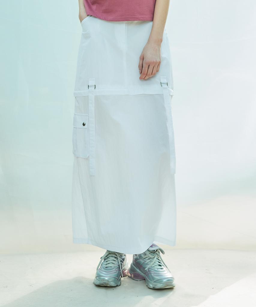 LARTIGENT L9 2-Way Nylon Long Skirt(White)