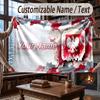 Custom Name Flannel Throw Blanket Poland Football Pattern Warm Home Decoration