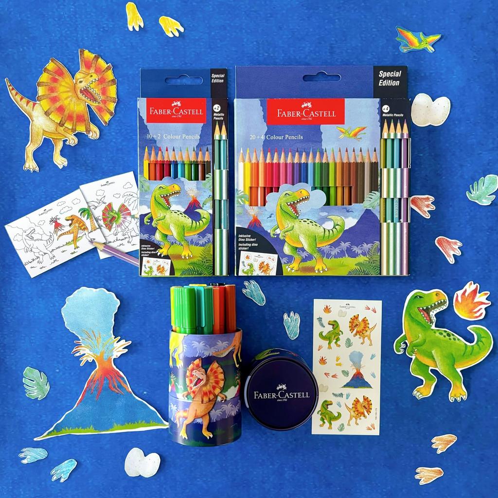 Faber-Castell Dinosaurie farebné ceruzky, sada 24 farieb, obsahuje 6 metalických farieb, 27181009