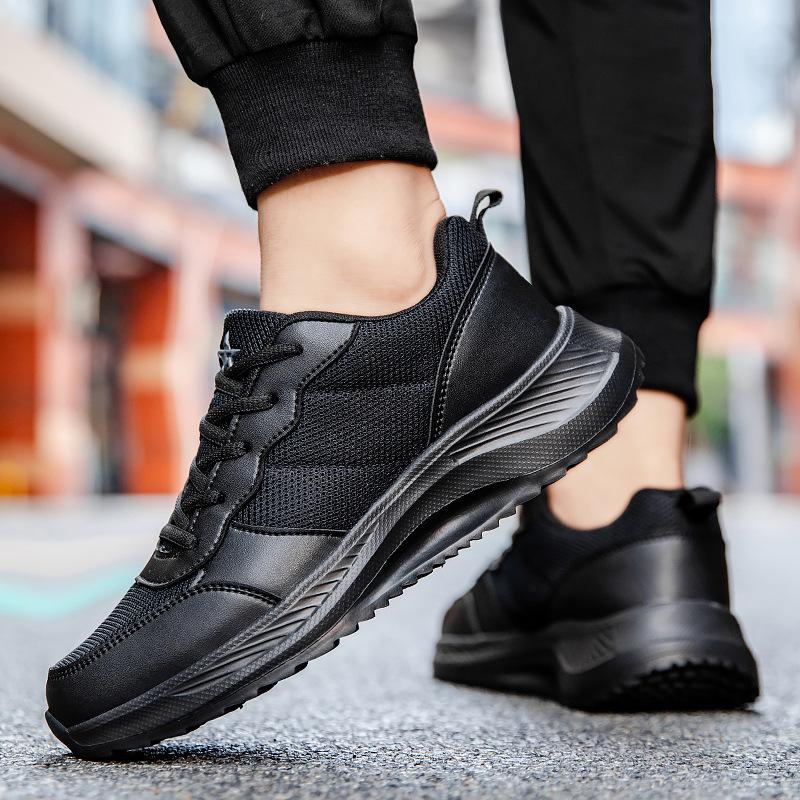 Fashion Spring Autumn New Style Men Shoes Soft Breathable Running Shoes Lightweight Mesh Platform Casual Shoes Black Sneakers