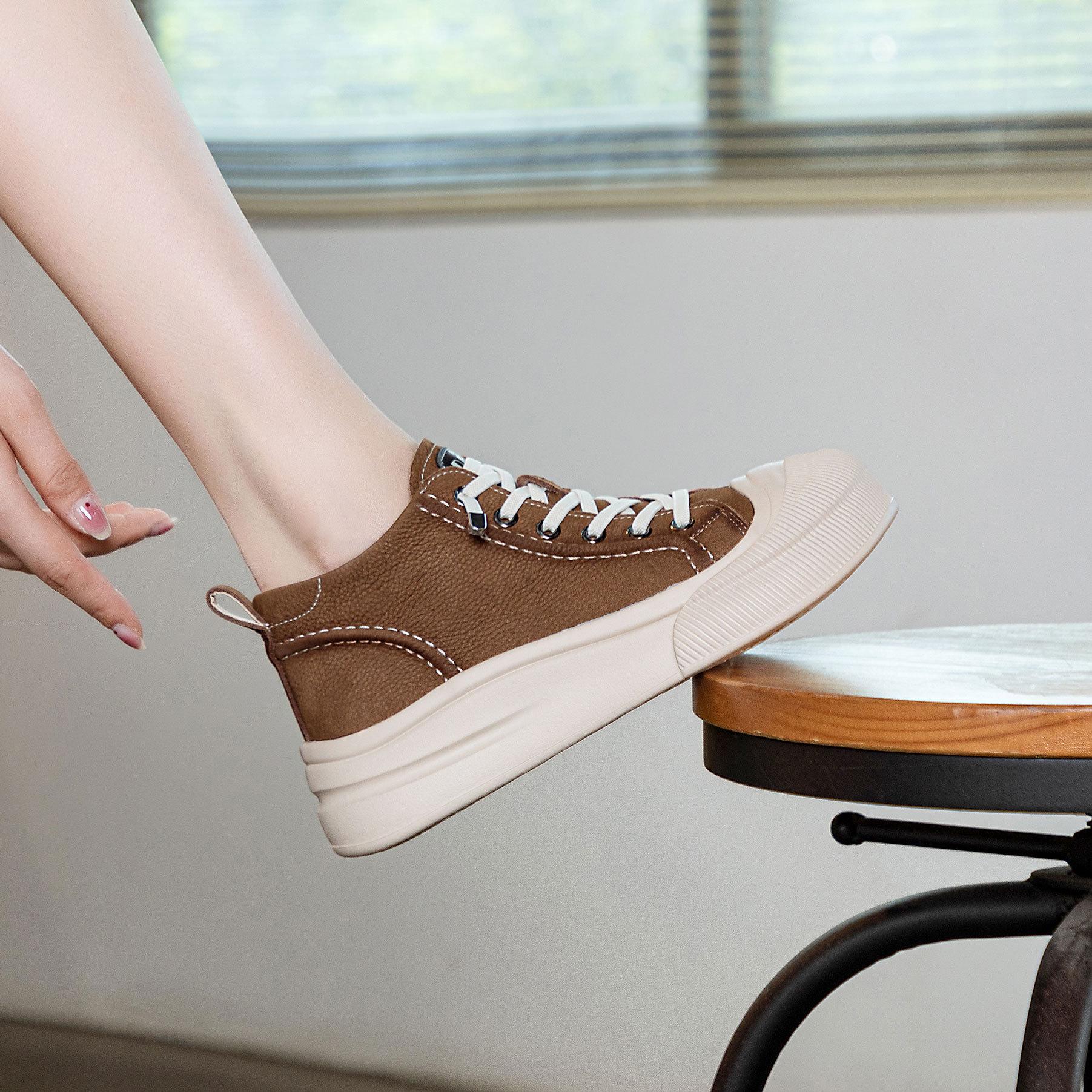 

Белые туфли Повседневная обувь Толстая подошва Увеличивающая рост обувь для досок 40 коричневый