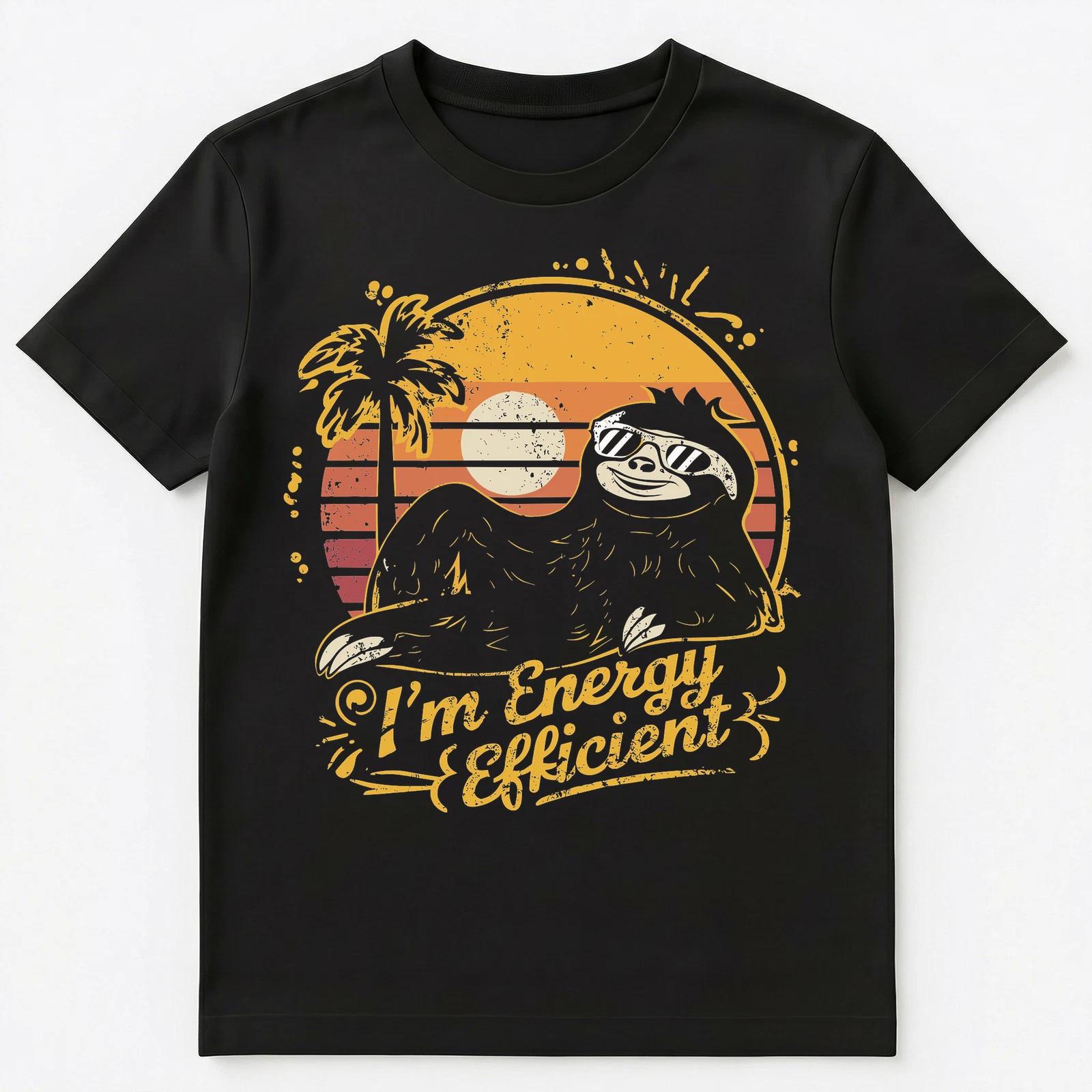 

Funny Im Energy Efficient Lazy Retro Style Sloth Unisex T-Shirt L