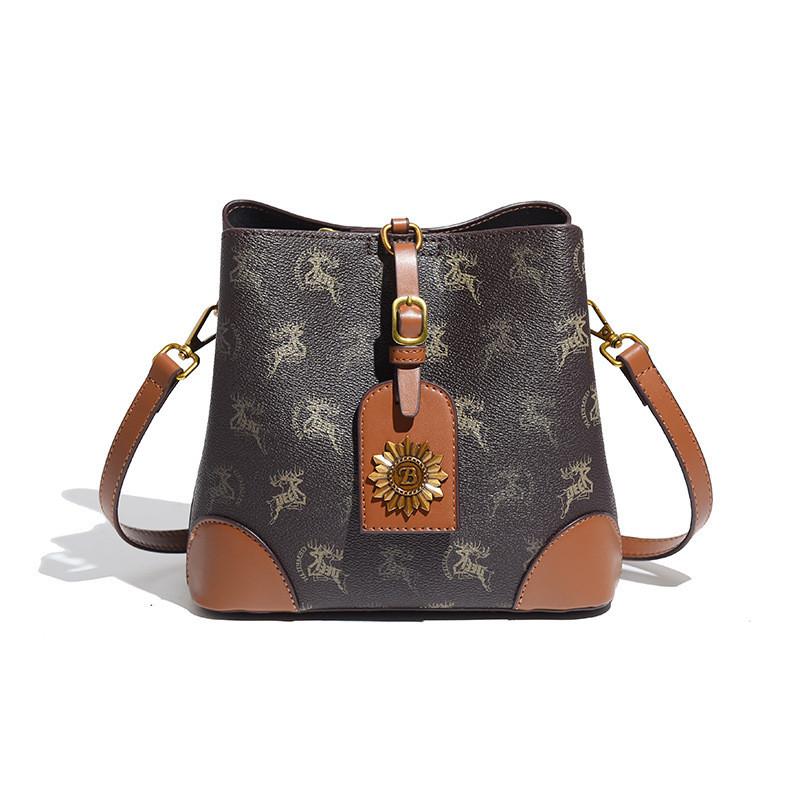 

IELGY Премиум-сумка-ведро в стиле ретро, ​​модная универсальная портативная сумка через плечо кофейный