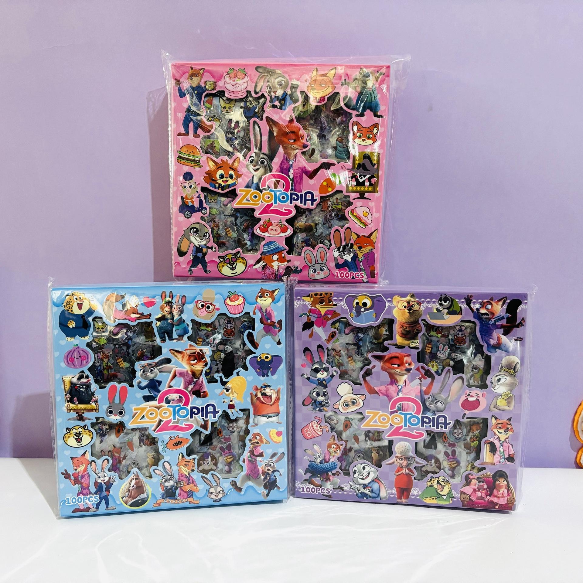 

100Pcs/Box Zootopia Stickers - Kawaii Waterproof Vinyl Decals For Journaling Scrapbook Diy, Cute Anime Stationery Present