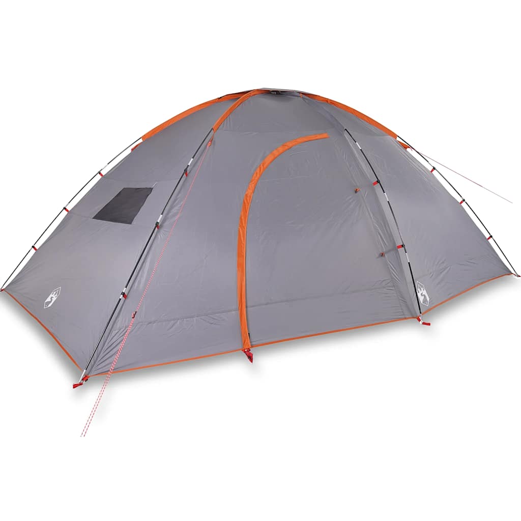 8 Person Camping Tent Grey and Orange Waterproof