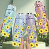 1PC Sunflower Floral Pattern 750ml Color Plastic Sports Water Bottle Leakproof Flip Straw Lid Suitable for Sports Office Home Use