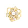 Premium Sense Gold Brushed Hollow Rose Brooch Temperament Natural Fritillary Double Petals Freshwater Pearl Pin