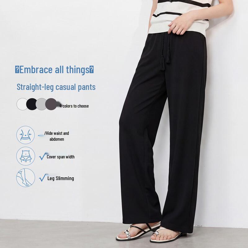 FivePlus Women s Summer High-Waisted Drape Wide-Leg Pants L