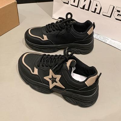 Star Freizeitsportschuhe weichsohlige stoßdämpfende Laufschuhe Damenmodelle 2025 neu Frühling und Herbst schwarze Dad-Schuhe Damen