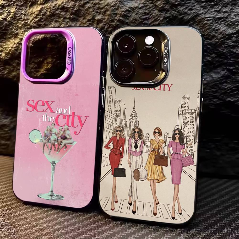Sex And The City Phone Case For iPhone17,16,15,14,13,12,11 Plus,Pro Max Colored Silver Plated Inside Cover