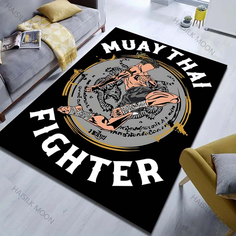 Competitive Fighting Muay Thai Print Carpet for Bedroom Living Room Bedside Sofa Floor Mat Modern Home Decor Area Rug